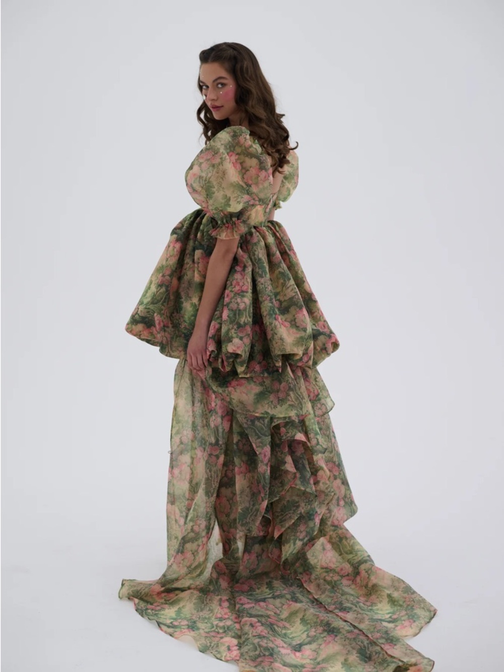 Selkie Castle Tapestry Fairytale Gown Puff-Sleeve High-Low Dress BNWT